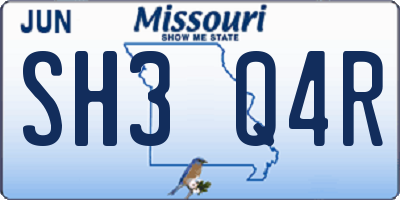 MO license plate SH3Q4R