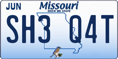 MO license plate SH3Q4T