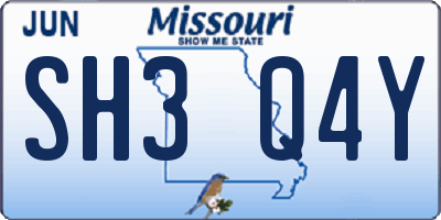 MO license plate SH3Q4Y