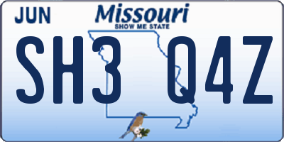 MO license plate SH3Q4Z