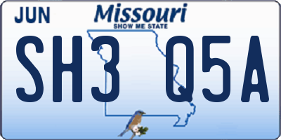 MO license plate SH3Q5A