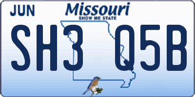 MO license plate SH3Q5B