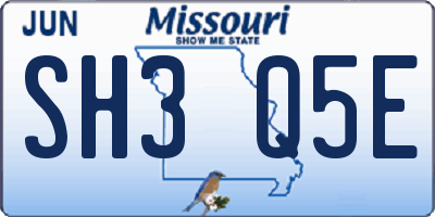 MO license plate SH3Q5E