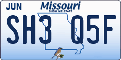 MO license plate SH3Q5F