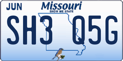 MO license plate SH3Q5G