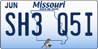 MO license plate SH3Q5I