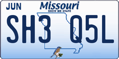 MO license plate SH3Q5L