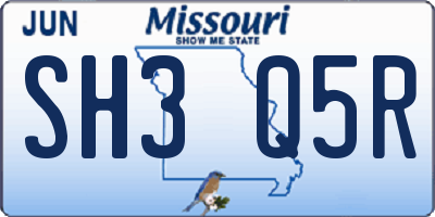 MO license plate SH3Q5R