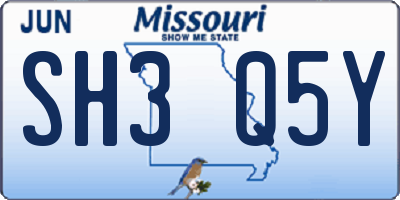 MO license plate SH3Q5Y