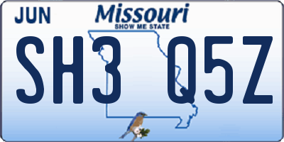 MO license plate SH3Q5Z