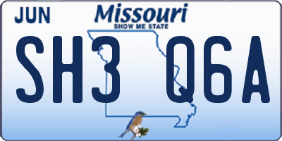 MO license plate SH3Q6A