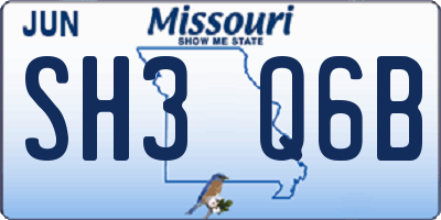 MO license plate SH3Q6B