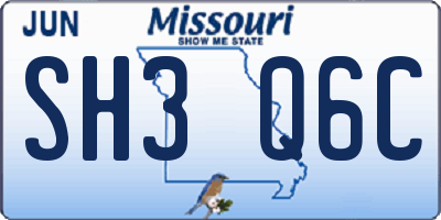 MO license plate SH3Q6C