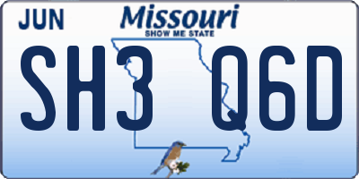 MO license plate SH3Q6D