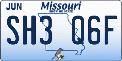 MO license plate SH3Q6F