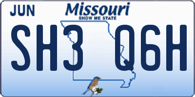 MO license plate SH3Q6H