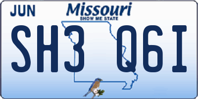 MO license plate SH3Q6I