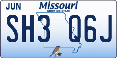 MO license plate SH3Q6J