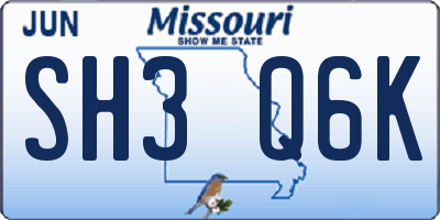 MO license plate SH3Q6K