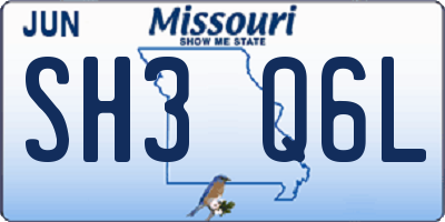 MO license plate SH3Q6L