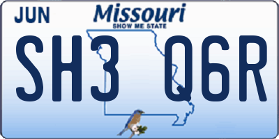 MO license plate SH3Q6R