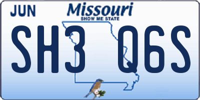 MO license plate SH3Q6S