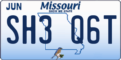MO license plate SH3Q6T