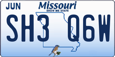 MO license plate SH3Q6W