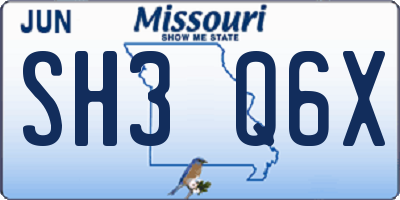 MO license plate SH3Q6X