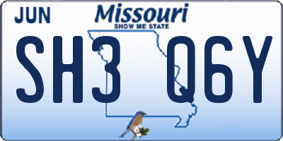 MO license plate SH3Q6Y