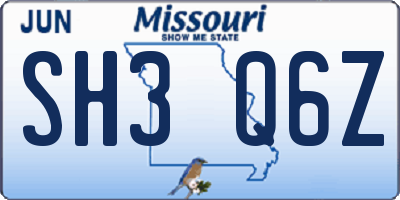 MO license plate SH3Q6Z