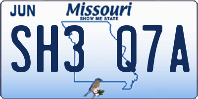 MO license plate SH3Q7A