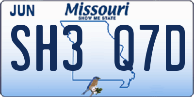 MO license plate SH3Q7D