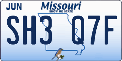 MO license plate SH3Q7F
