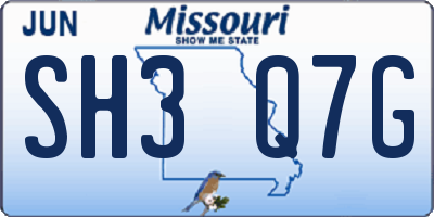 MO license plate SH3Q7G