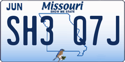 MO license plate SH3Q7J