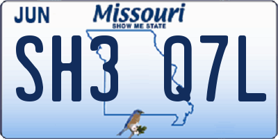 MO license plate SH3Q7L