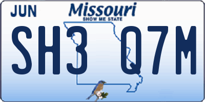 MO license plate SH3Q7M
