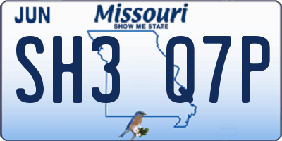 MO license plate SH3Q7P