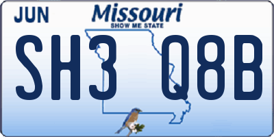 MO license plate SH3Q8B