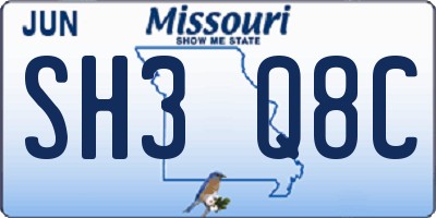 MO license plate SH3Q8C