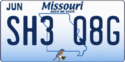 MO license plate SH3Q8G