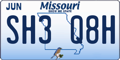 MO license plate SH3Q8H