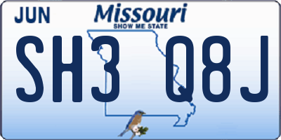 MO license plate SH3Q8J