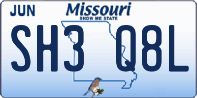 MO license plate SH3Q8L