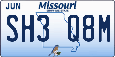 MO license plate SH3Q8M