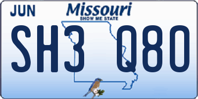 MO license plate SH3Q8O