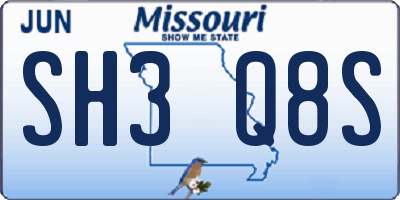 MO license plate SH3Q8S
