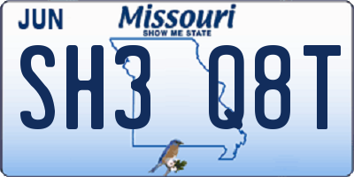 MO license plate SH3Q8T