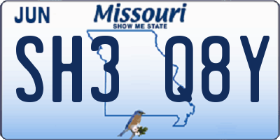 MO license plate SH3Q8Y